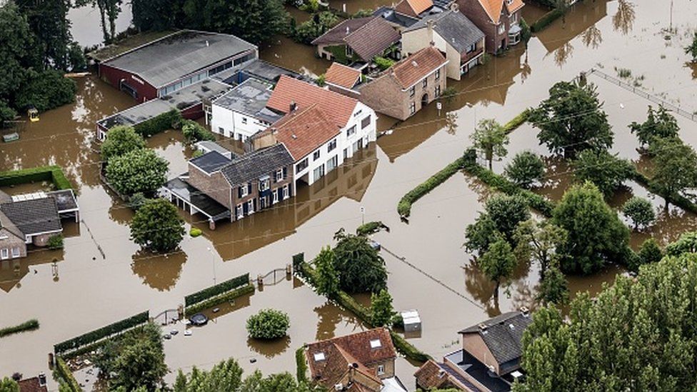 Aerial shot of the floods